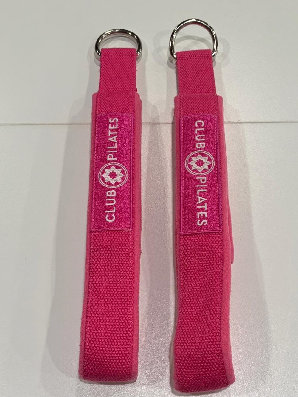 Club Pilates Reformer Straps Long and Short Loops Pink with White Logo Like New